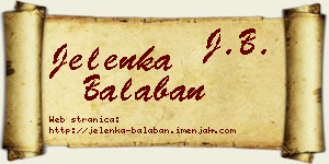 Jelenka Balaban vizit kartica